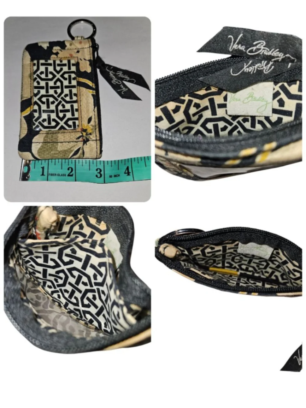 Women's Vera Bradley Key & Card Holder One Size Black Yellow Floral (Retired) - Picture 8 of 8